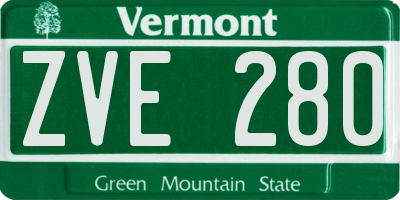 VT license plate ZVE280