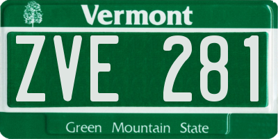 VT license plate ZVE281