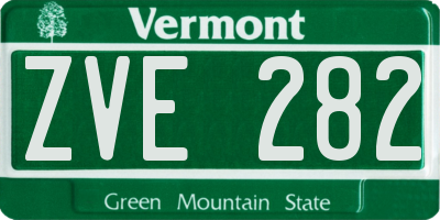 VT license plate ZVE282
