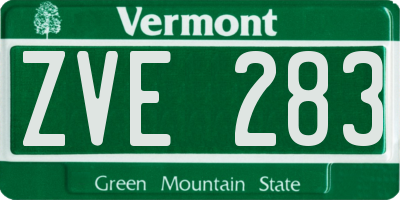 VT license plate ZVE283