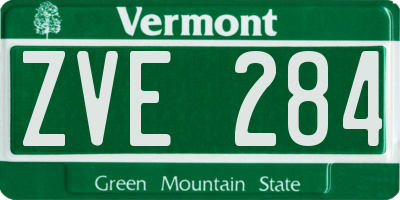 VT license plate ZVE284