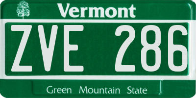 VT license plate ZVE286