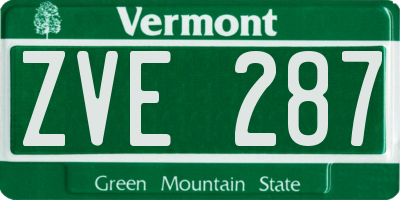 VT license plate ZVE287