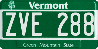 VT license plate ZVE288