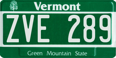 VT license plate ZVE289