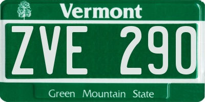 VT license plate ZVE290