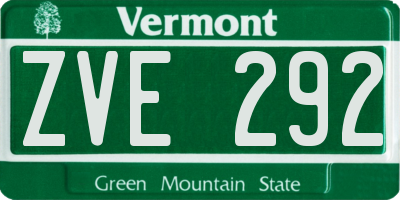 VT license plate ZVE292