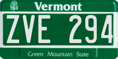 VT license plate ZVE294
