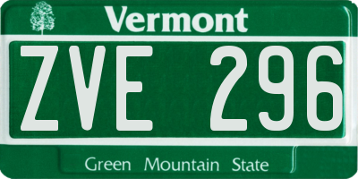 VT license plate ZVE296
