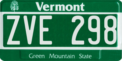 VT license plate ZVE298