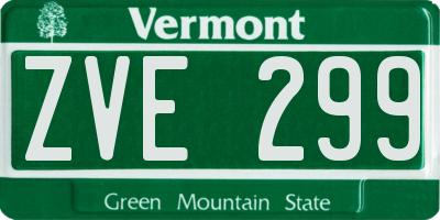 VT license plate ZVE299