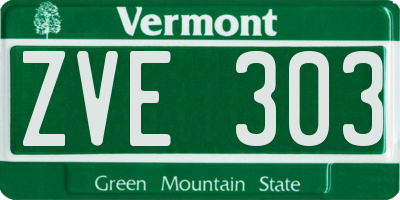 VT license plate ZVE303