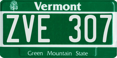 VT license plate ZVE307