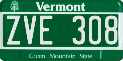 VT license plate ZVE308