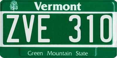 VT license plate ZVE310