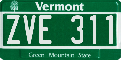 VT license plate ZVE311