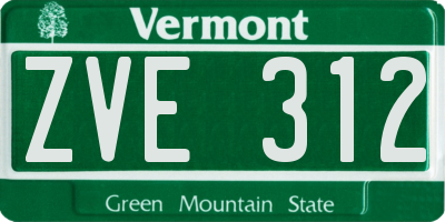 VT license plate ZVE312