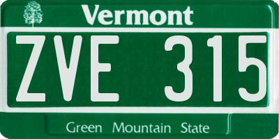VT license plate ZVE315