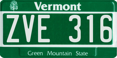 VT license plate ZVE316