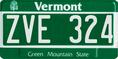VT license plate ZVE324