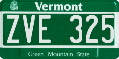 VT license plate ZVE325