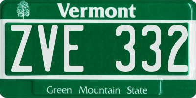 VT license plate ZVE332