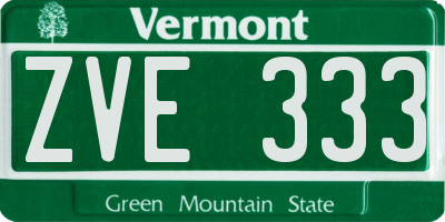 VT license plate ZVE333