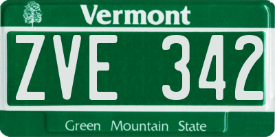 VT license plate ZVE342