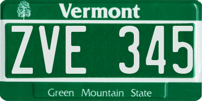 VT license plate ZVE345