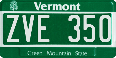 VT license plate ZVE350