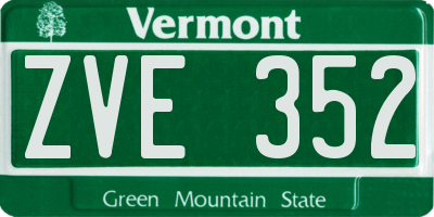 VT license plate ZVE352