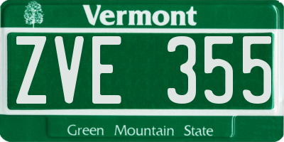 VT license plate ZVE355