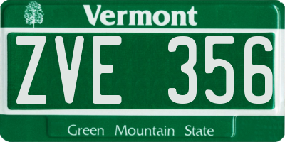 VT license plate ZVE356
