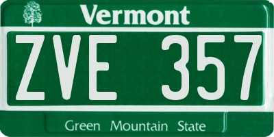 VT license plate ZVE357