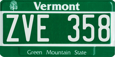 VT license plate ZVE358