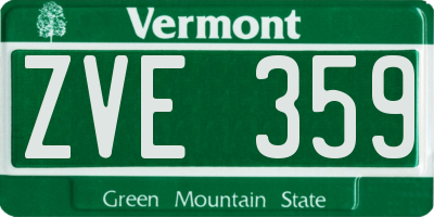 VT license plate ZVE359