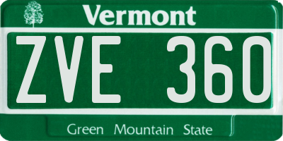 VT license plate ZVE360