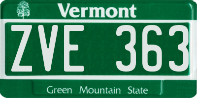 VT license plate ZVE363