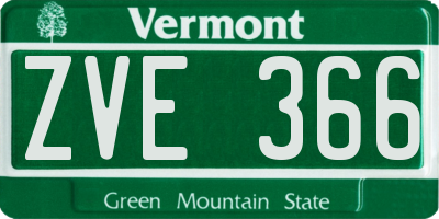 VT license plate ZVE366