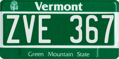 VT license plate ZVE367