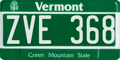 VT license plate ZVE368