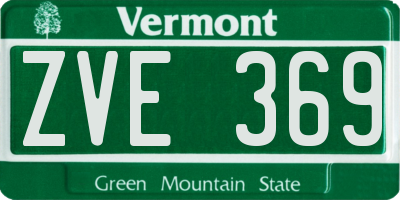 VT license plate ZVE369