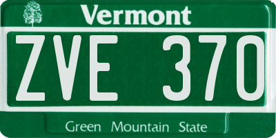 VT license plate ZVE370