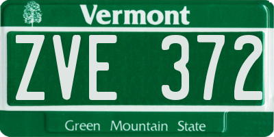 VT license plate ZVE372