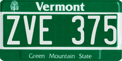 VT license plate ZVE375