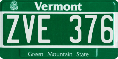 VT license plate ZVE376
