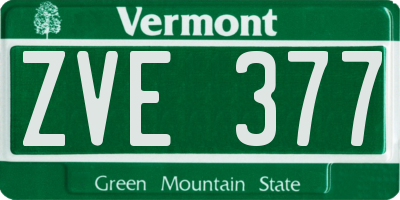 VT license plate ZVE377