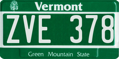 VT license plate ZVE378