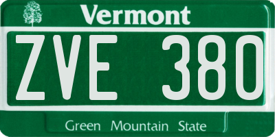 VT license plate ZVE380