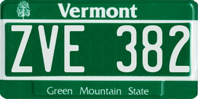 VT license plate ZVE382